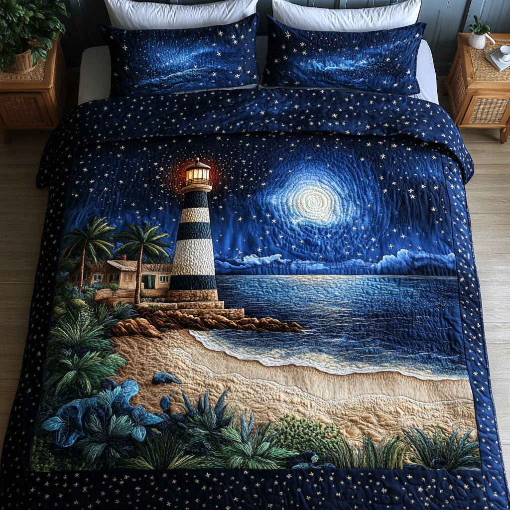 Starry Beach 3-Piece Quilted Bedding Set - Single (59" x 70")