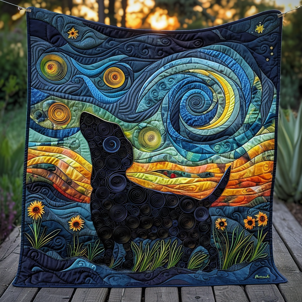 Starry Dachshund Quilted Blanket - Throw (55" x 60")