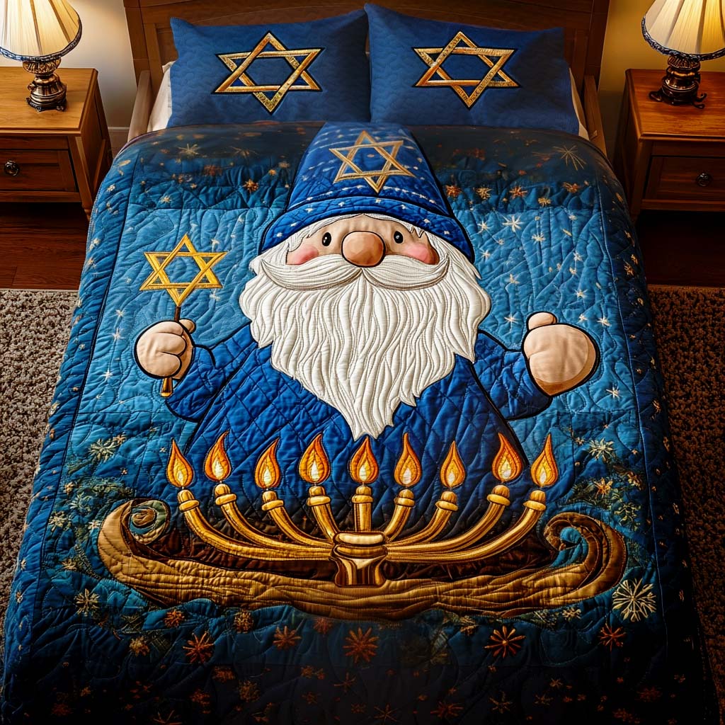 Starry Night Gnome 3-Piece Quilted Bedding Set - Single (59" x 70")