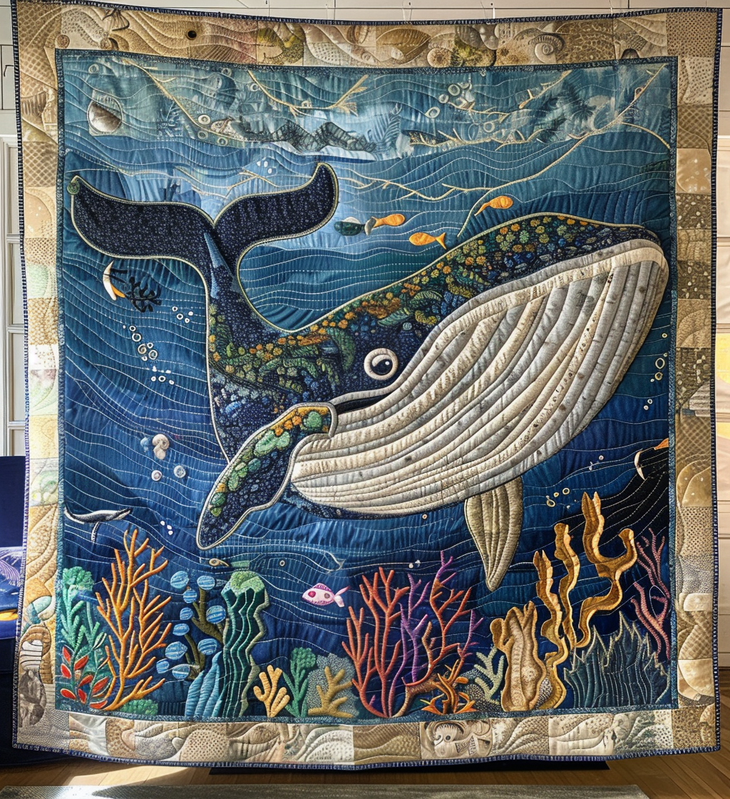 Starry Whale Quilted Blanket - Throw (55" x 60")
