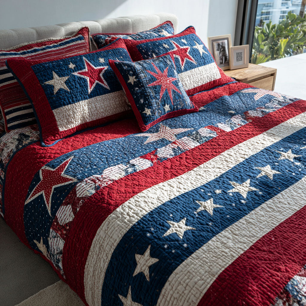 Starry Nation 3-Piece Quilted Bedding Set - Single (59" x 70")