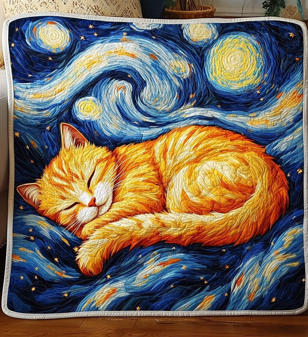 Starry Night Catnap Quilted Blanket - Throw (55" x 60")