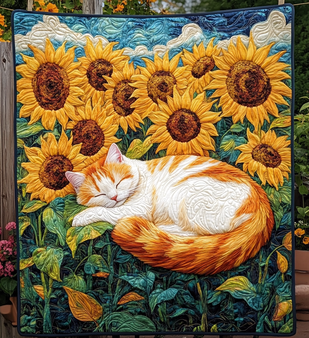 Starry Night Kitten Quilted Blanket - Throw (55" x 60")