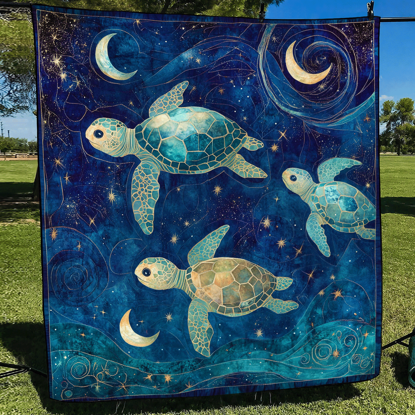 Starry Turtle Quilted Blanket - Throw (55" x 60")
