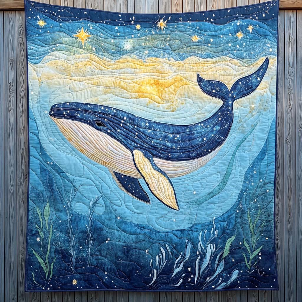 Starry Whale Quilted Blanket - Throw (55" x 60")
