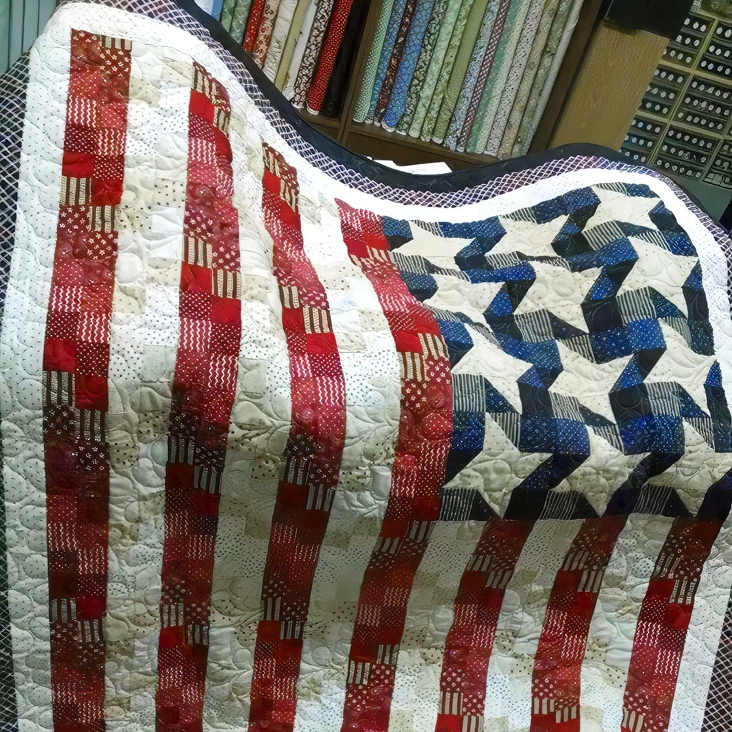 Stars & Stripes Quilted Blanket - Throw (55" x 60")