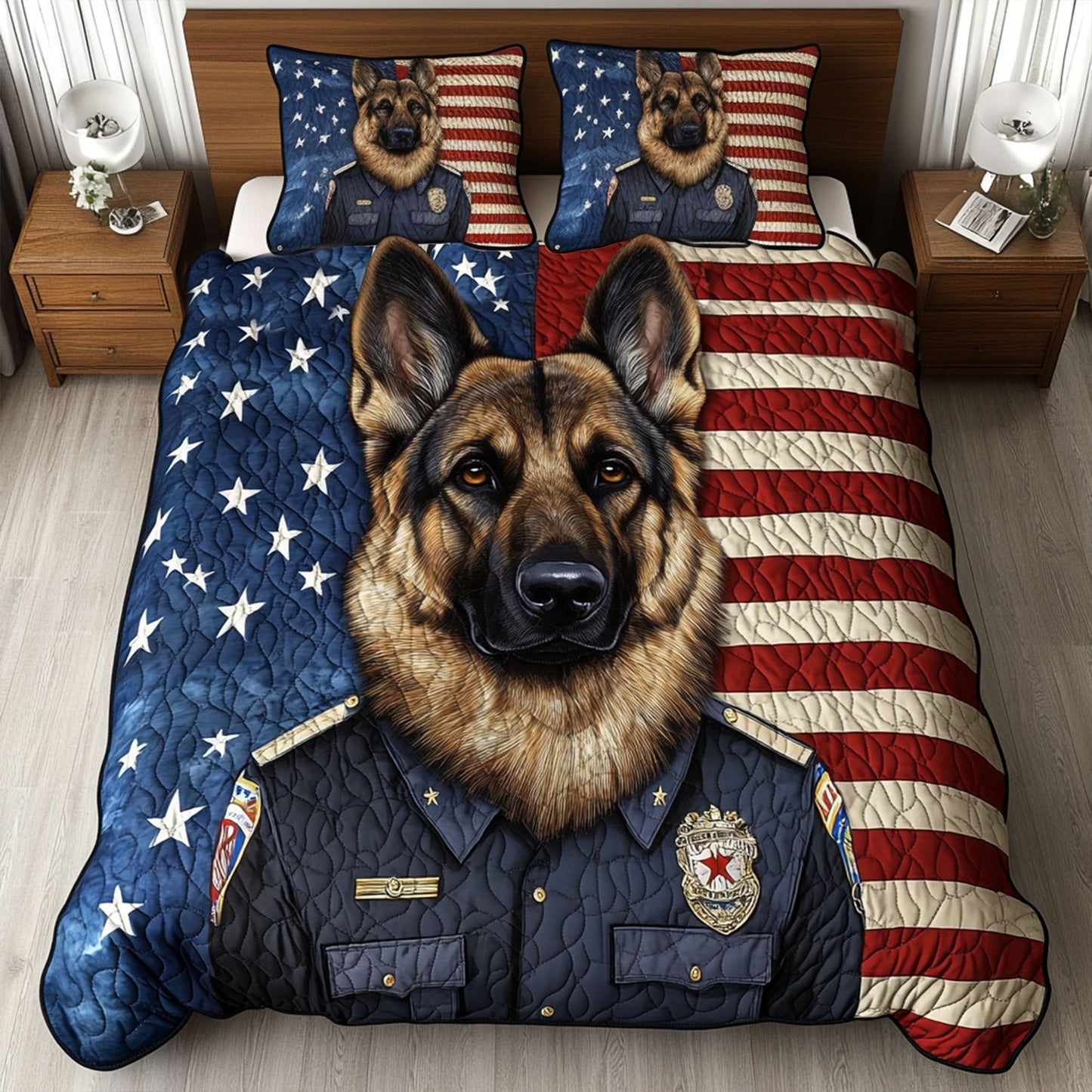 Stars of Courage 3-Piece Quilted Bedding Set - Single (59" x 70")