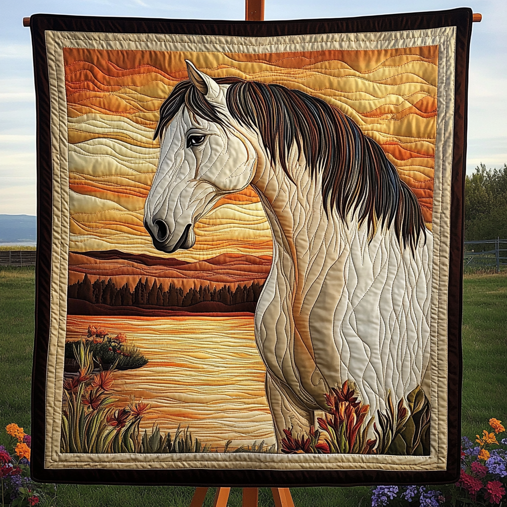 Steed of the Plains Quilted Blanket - Throw (55" x 60")