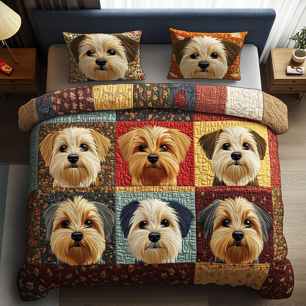 Stitched Pup 3-Piece Quilted Bedding Set - Single (59" x 70")