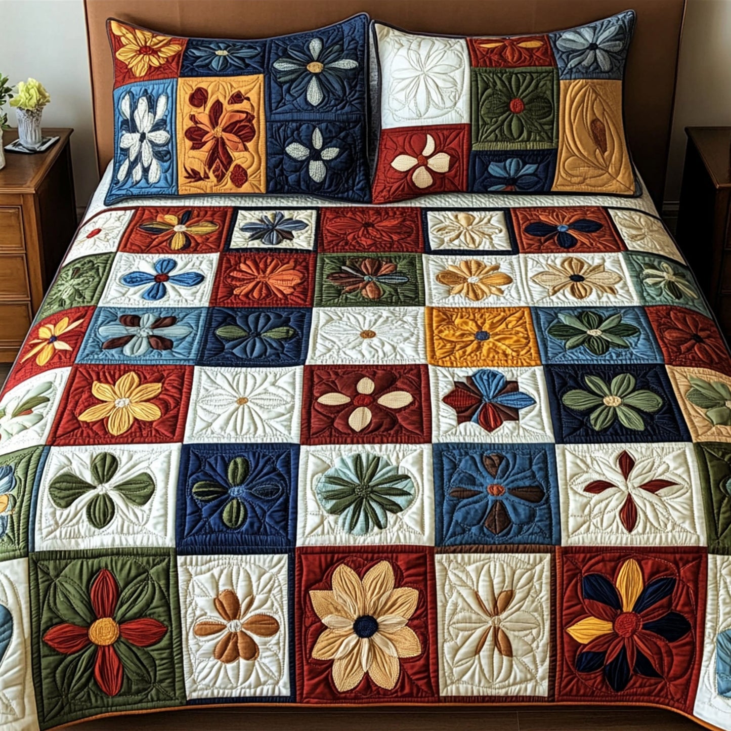 Stitched Squares 3-Piece Quilted Bedding Set - Single (59" x 70")