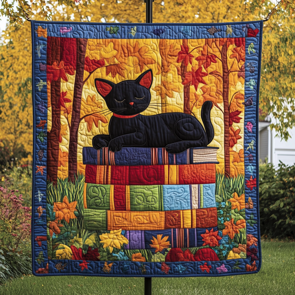 Storytime Cat Quilted Blanket - Throw (55" x 60")