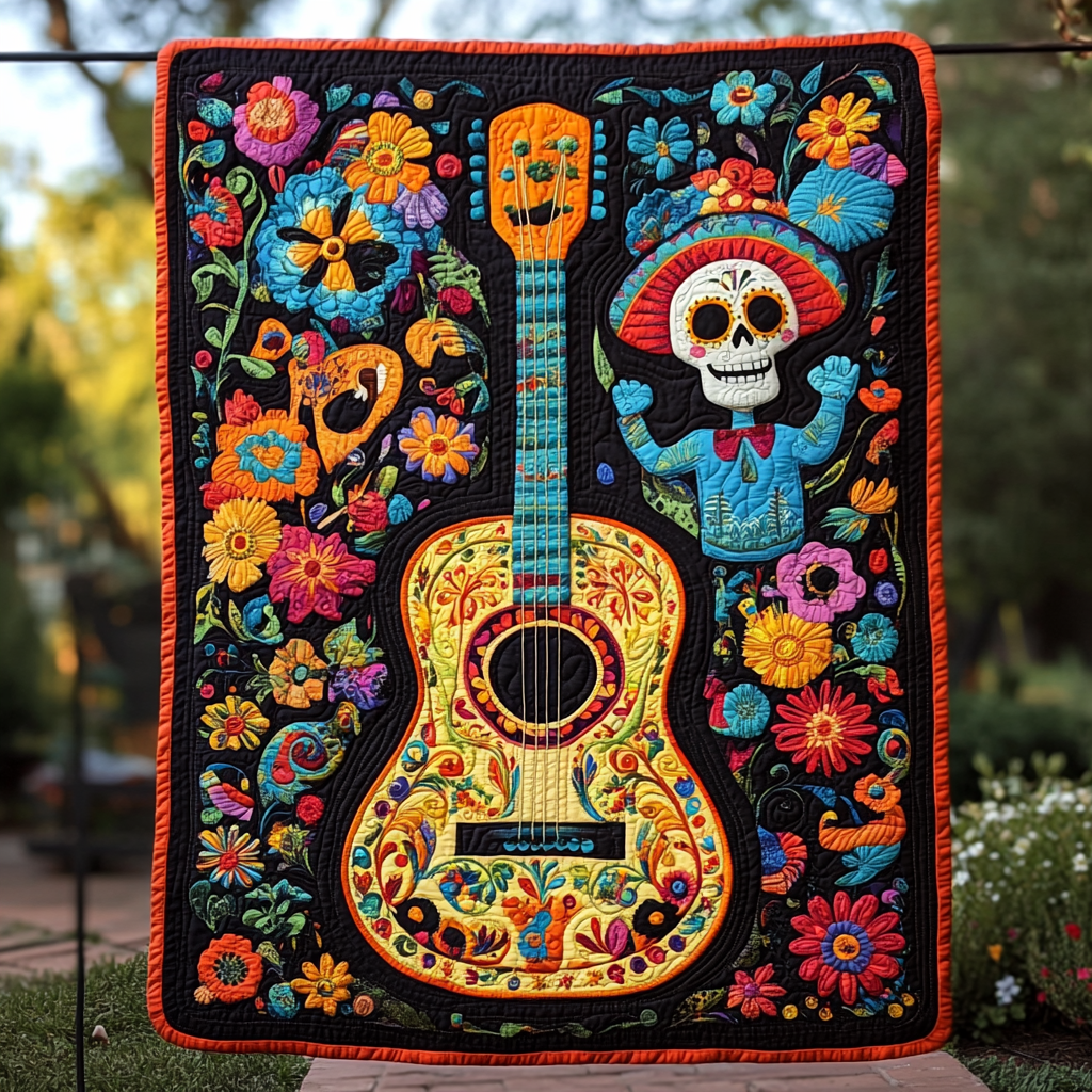 Strings of Rhythm Quilted Blanket - Throw (55" x 60")