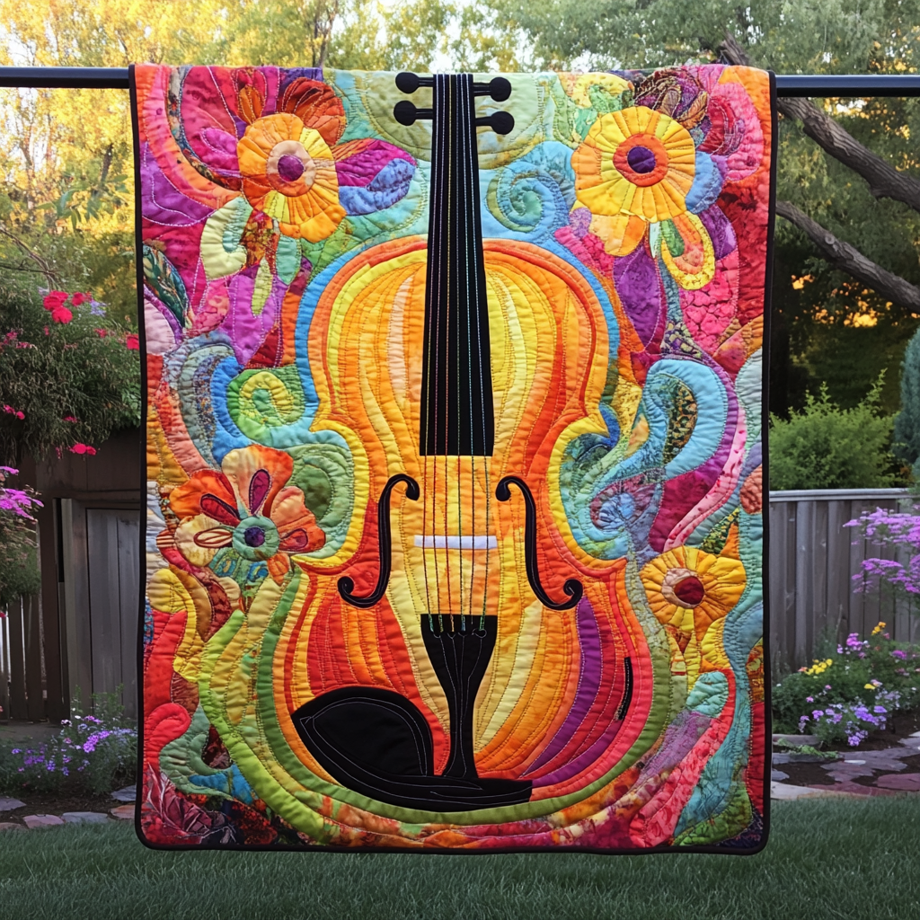 Strings of Serenity Quilted Blanket - Throw (55" x 60")