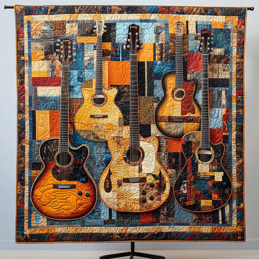 Strumming Colors Quilted Blanket - Throw (55" x 60")