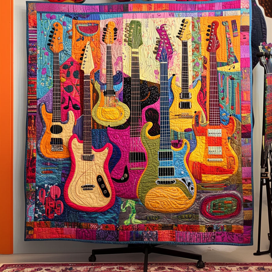 Strumming Symphony Quilted Blanket - Throw (55" x 60")