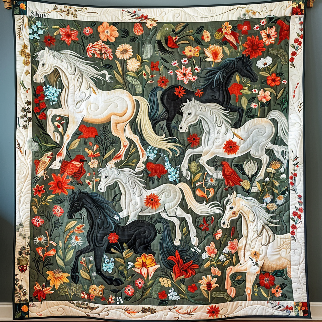 Stunning Mystical Steeds Quilted Blanket - Throw (55" x 60")