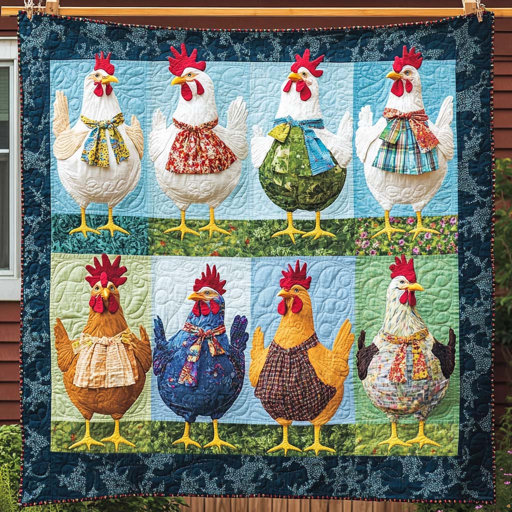 Stylish Poultry Quilted Blanket - Throw (55" x 60")