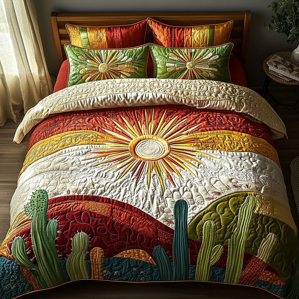 Succulent Serenity Quilted Bedding Set - Single (59" x 70")