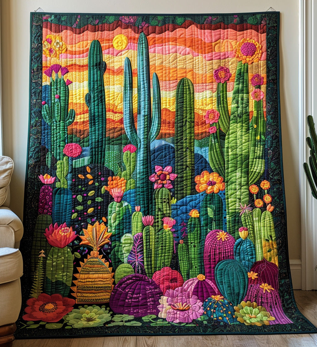 Succulent Symphony Quilted Blanket - Throw (55" x 60")