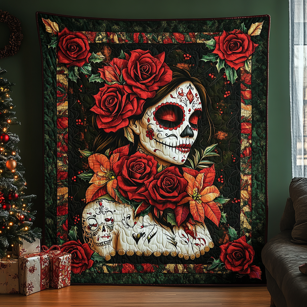 Sugar Skull Delight Quilted Blanket - Throw (55" x 60")