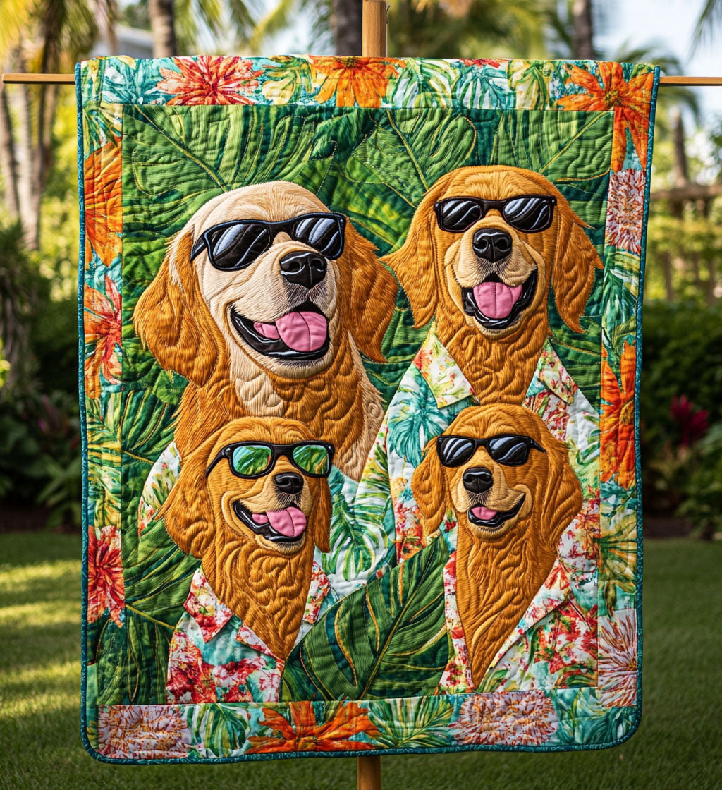 Summer Breeze Golden Quilted Blanket - Throw (55" x 60")