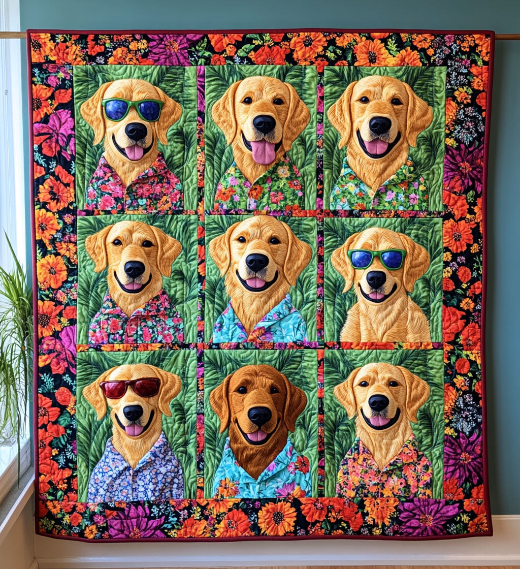 Summer Retriever Joy Quilted Blanket - Throw (55" x 60")