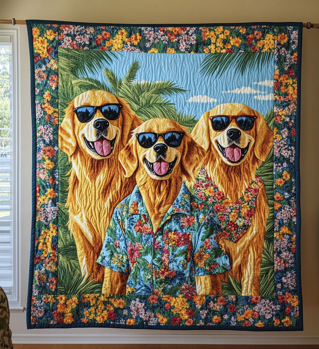 Summer Sunshine Retriever Quilted Blanket - Throw (55" x 60")