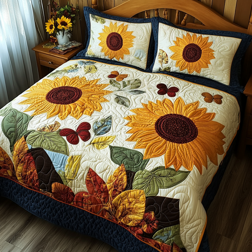 Sun-Kissed Garden 3-Piece Quilted Bedding Set - Single (59" x 70")