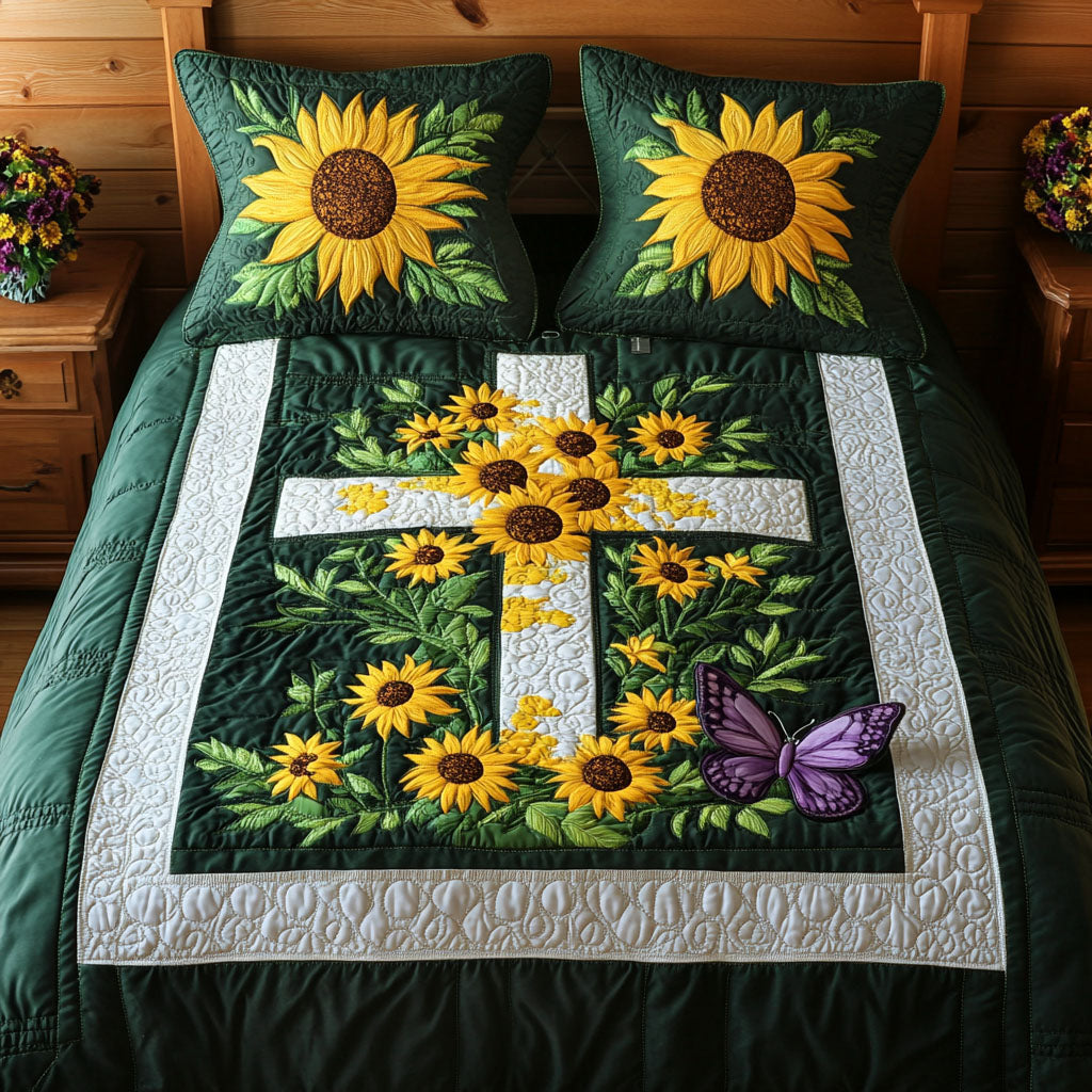 Sun Cross 3-Piece Quilted Bedding Set - Single (59" x 70")