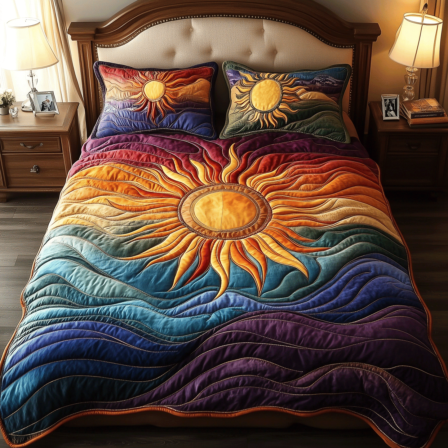 Sun Glow Aura 3-Piece Quilted Bedding Set - Single (59" x 70")