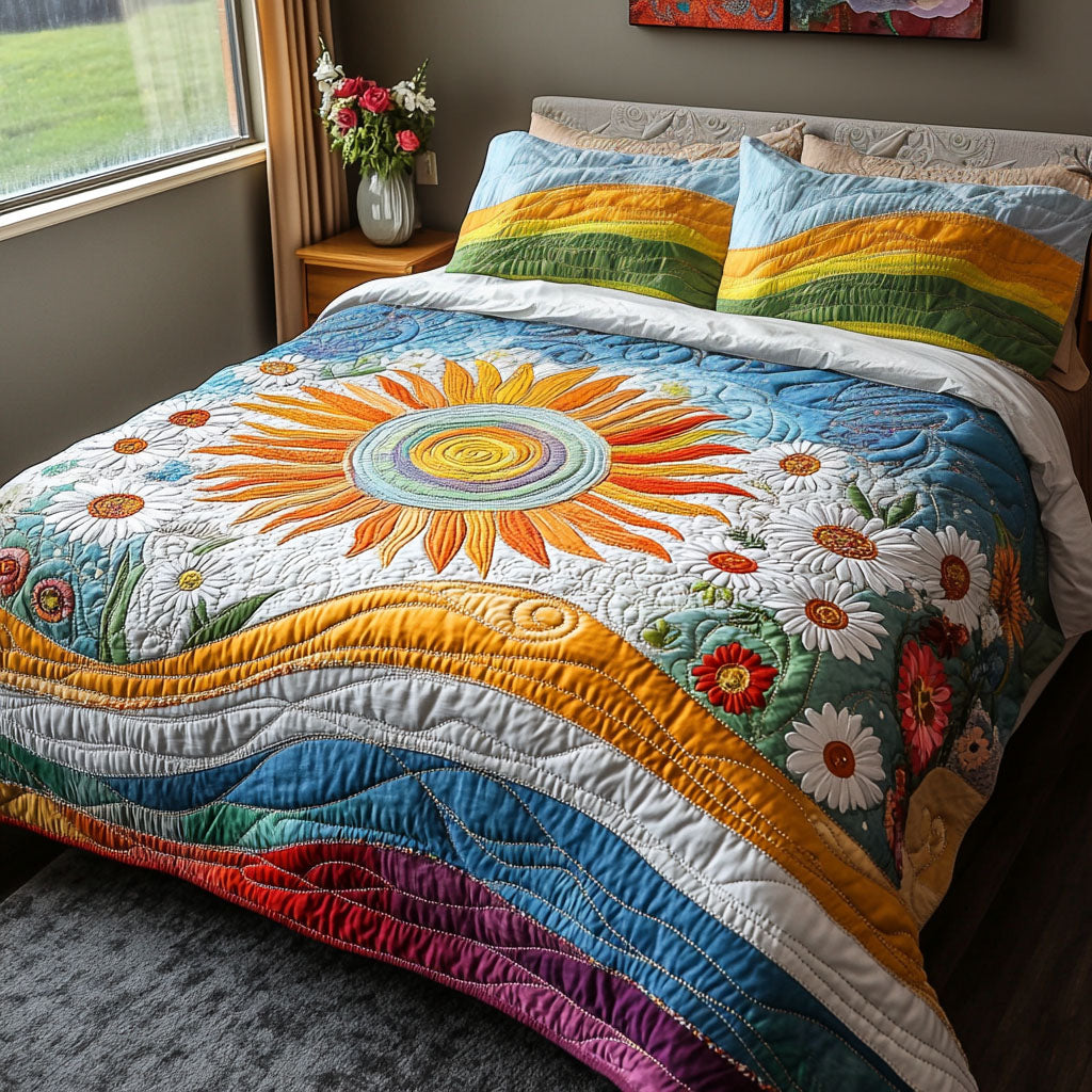 Sun Skies 3-Piece Quilted Bedding Set - Single (59" x 70")