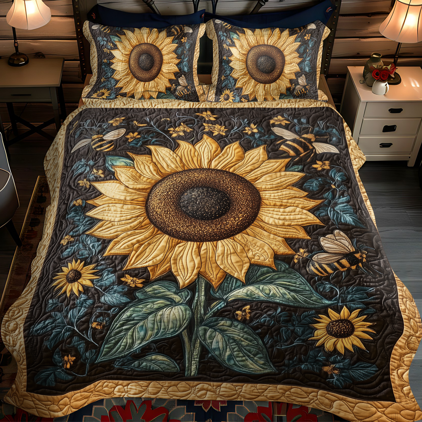 Sun Spark Quilted Bedding Set - Single (59" x 70")