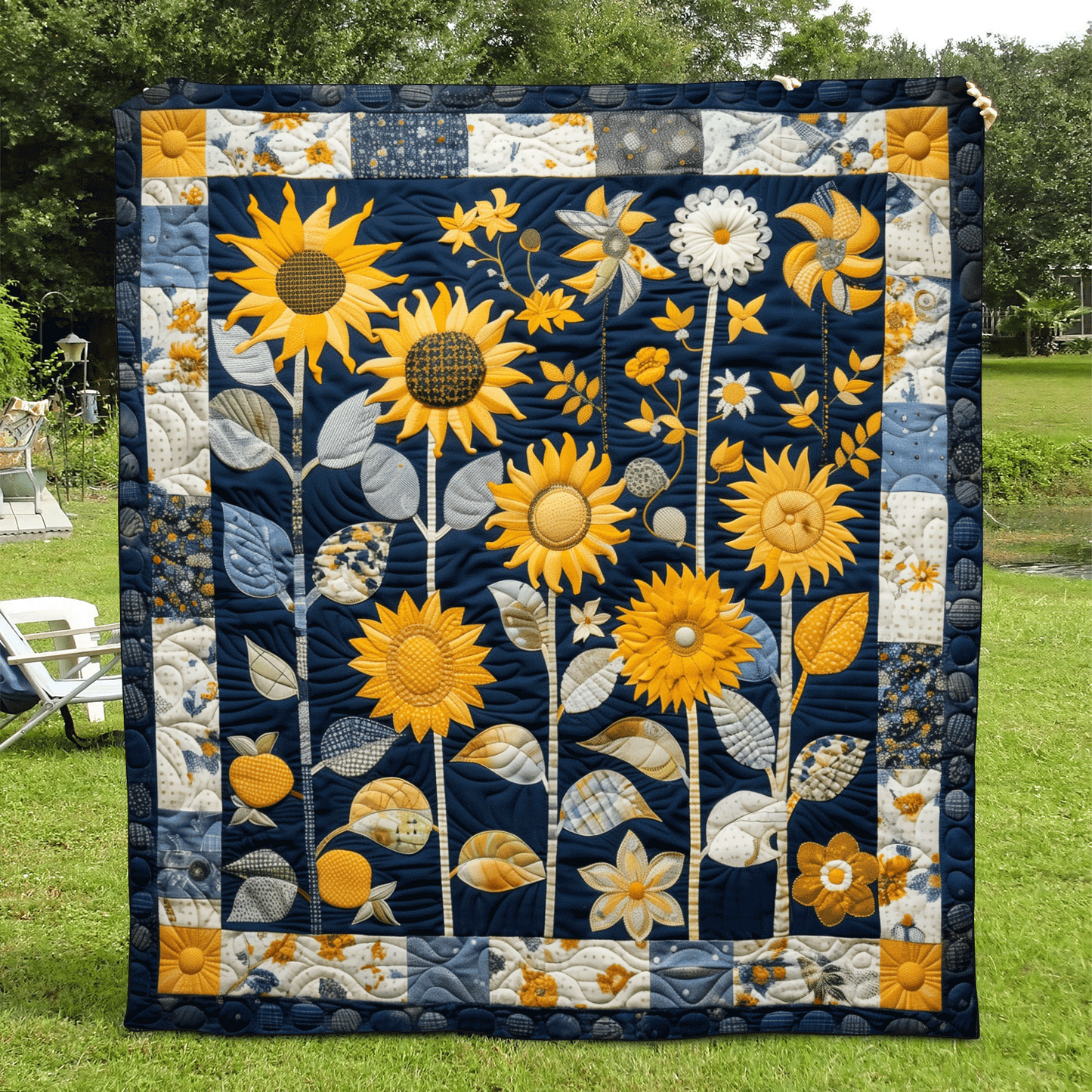Sunburst Floral Quilted Blanket - Throw (55" x 60")