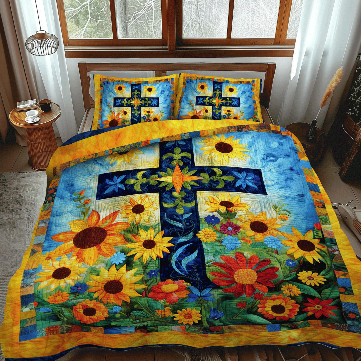 Sunburst Meadow 3-Piece Quilted Bedding Set - Single (59" x 70")
