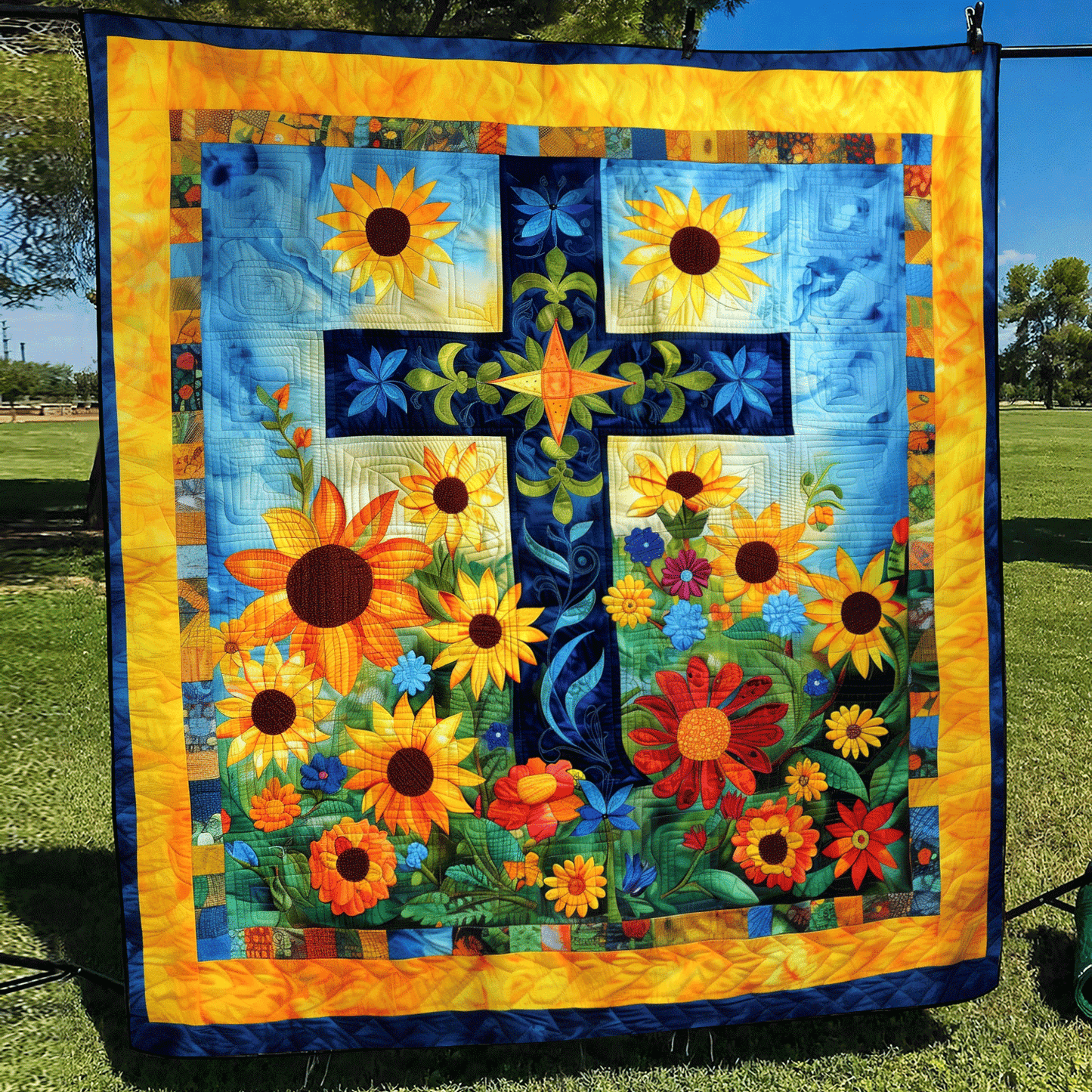 Sunburst Meadow Quilted Blanket - Throw (55" x 60")