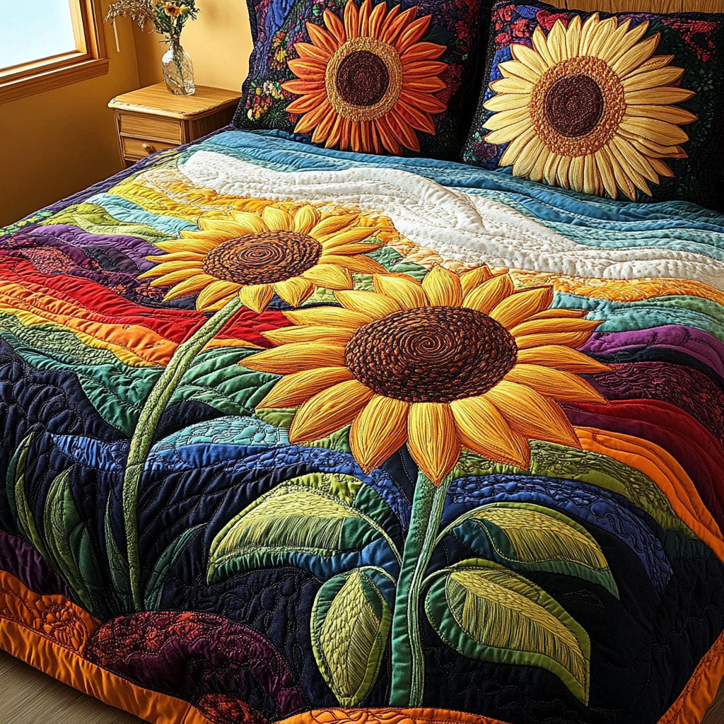 Sunburst Countryside 3-Piece Quilted Bedding Set - Single (59" x 70")
