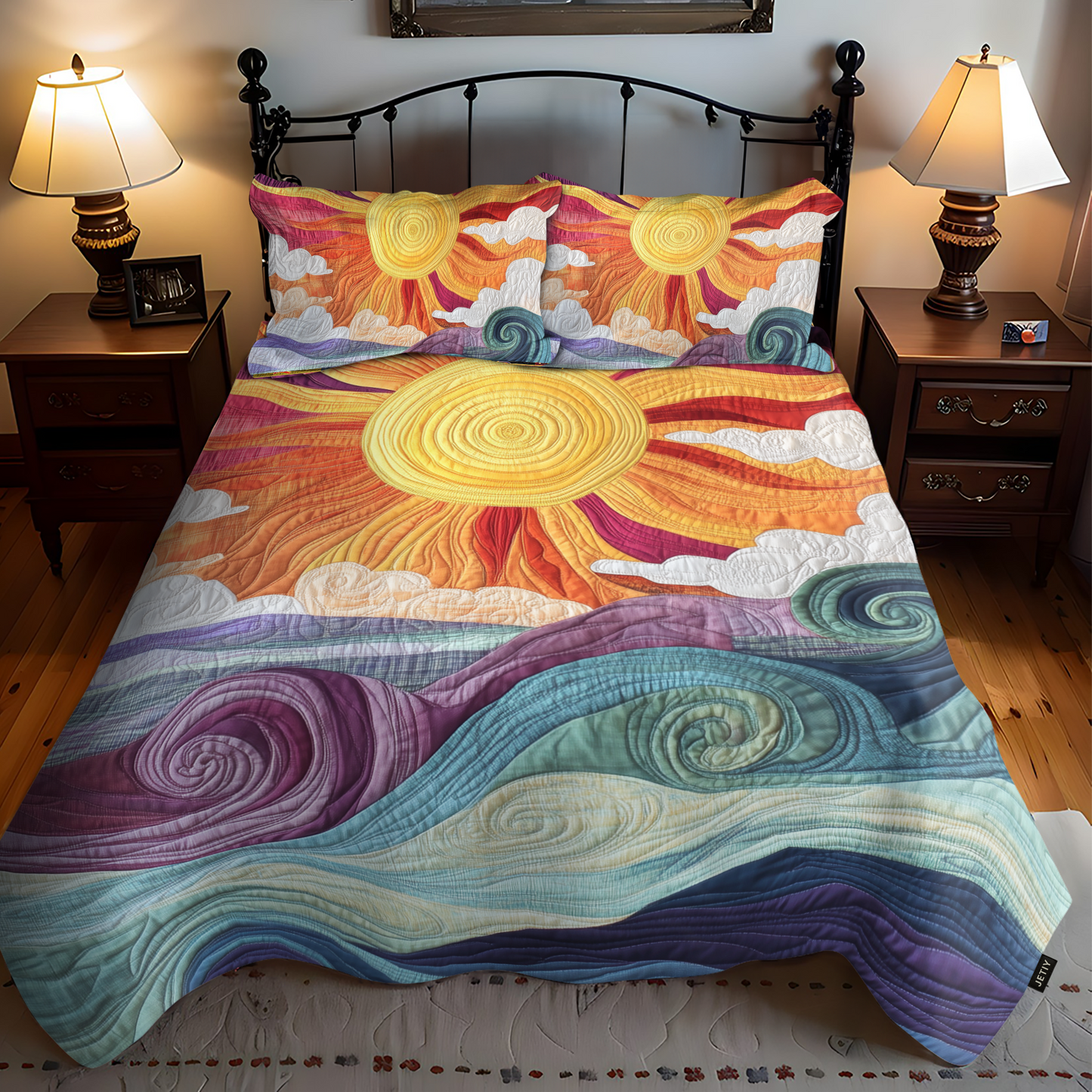 Sunburst Delight 3-Piece Quilted Bedding Set - Single (59" x 70")