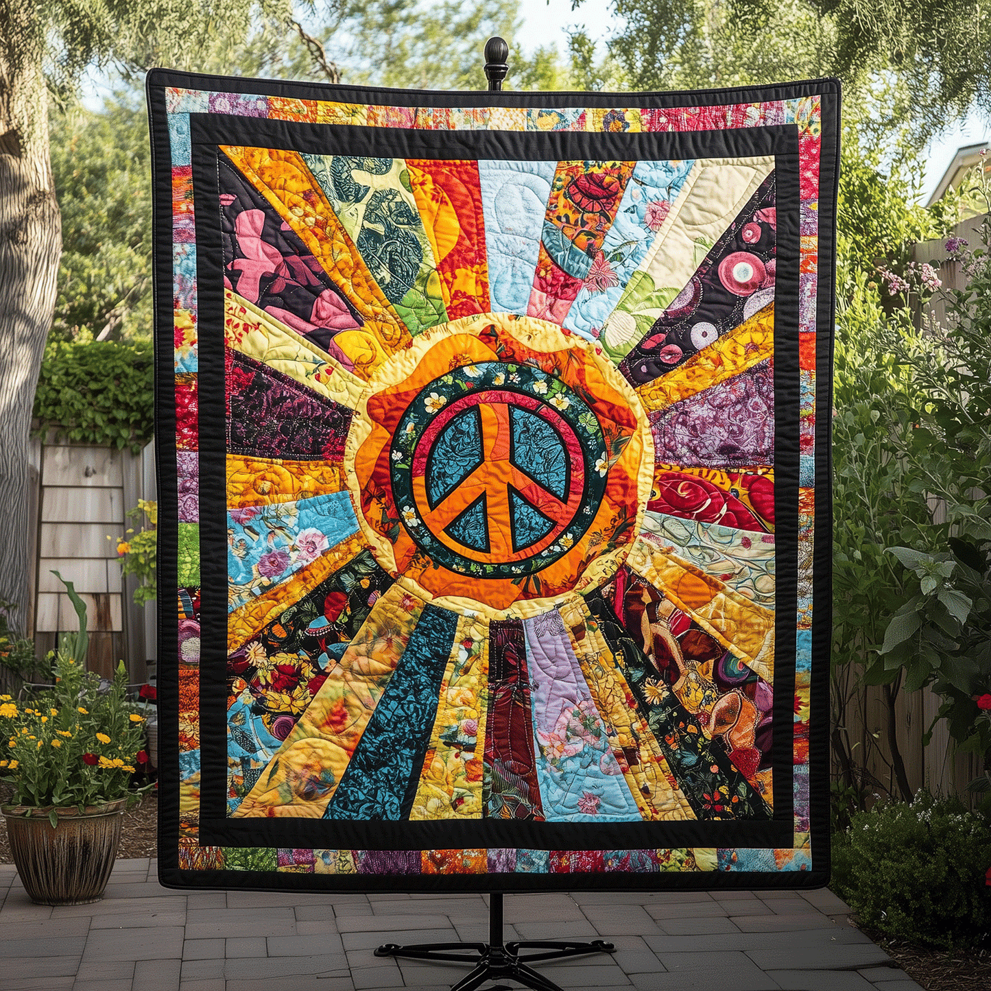 Sunburst Peace Quilted Blanket - Throw (55" x 60")