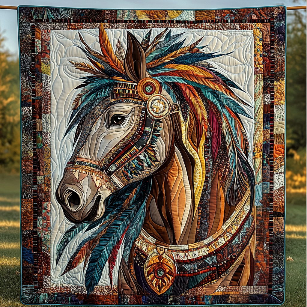 Sunfire Stallion Quilted Blanket - Throw (55" x 60")