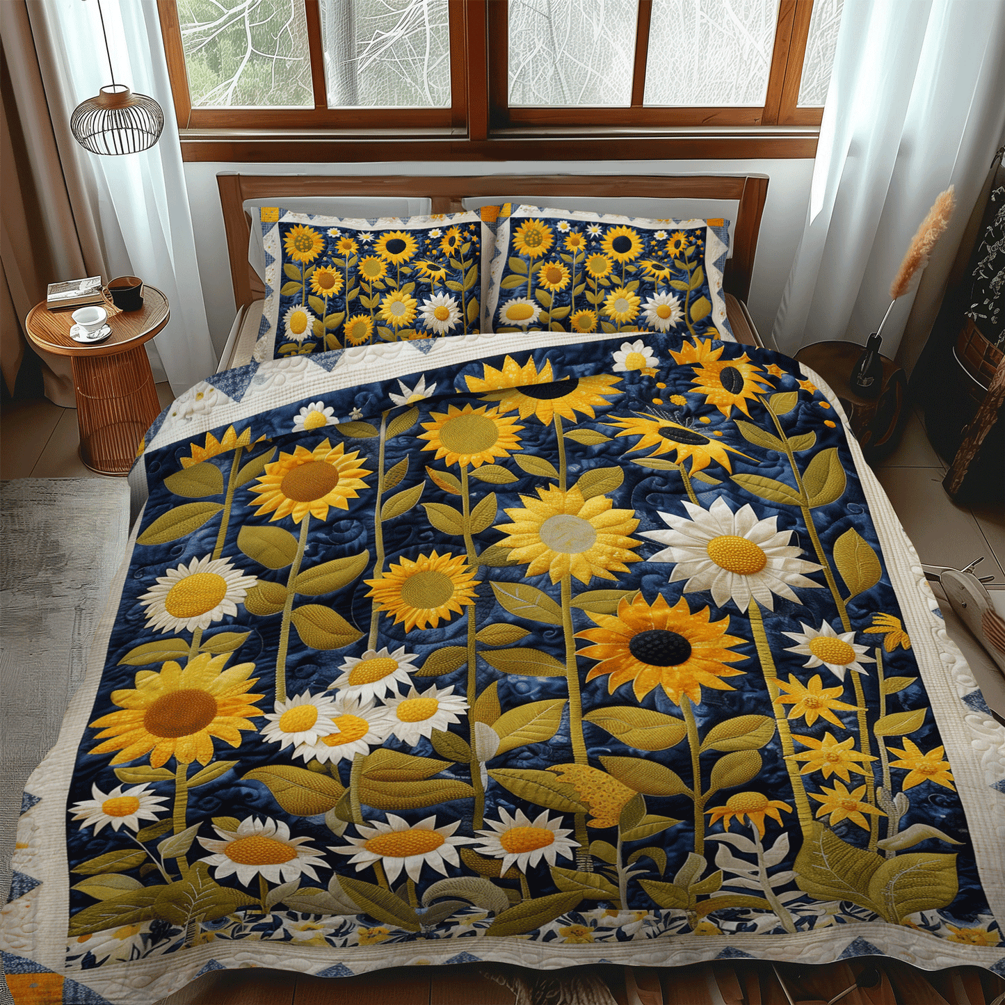 Sunflower Symphony 3-Piece Quilted Bedding Set - Single (59" x 70")