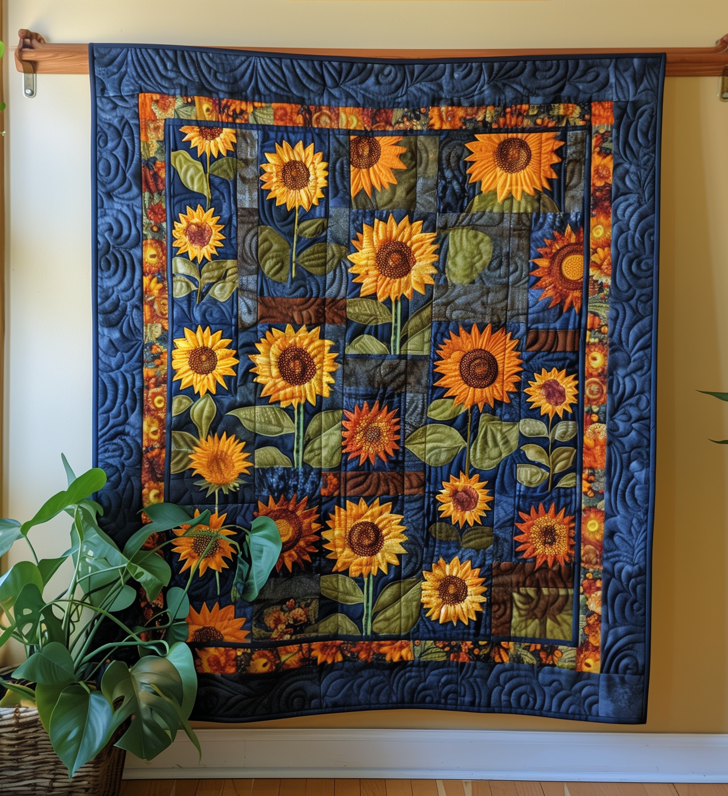 Sunflower Bliss Quilted Blanket - Throw (55" x 60")