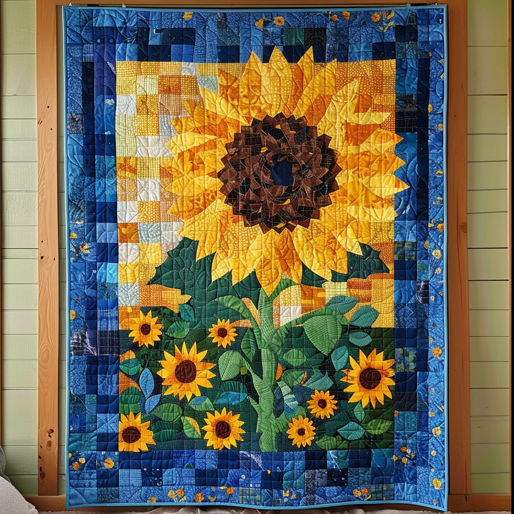 Sunflower Delight Quilted Blanket - Throw (55" x 60")