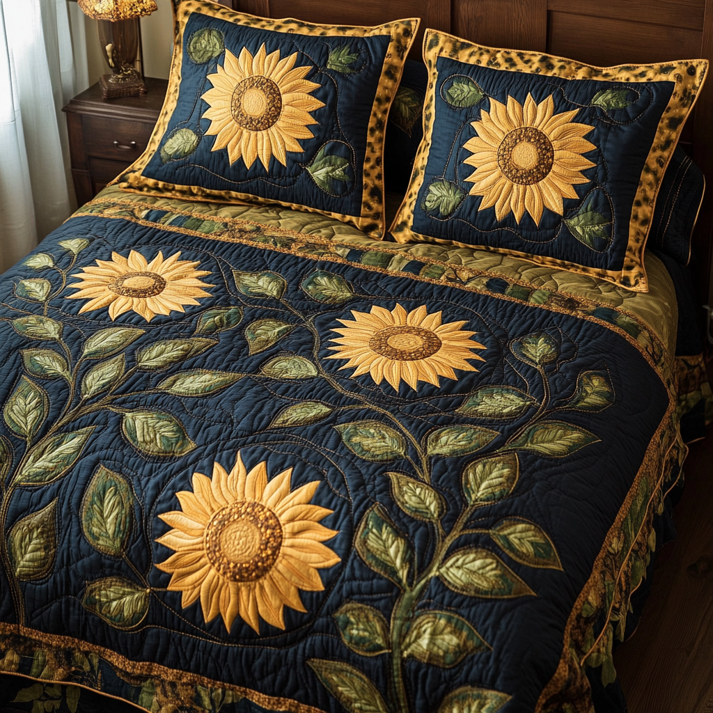Sunflower Dreams 3-Piece Quilted Bedding Set - Single (59" x 70")