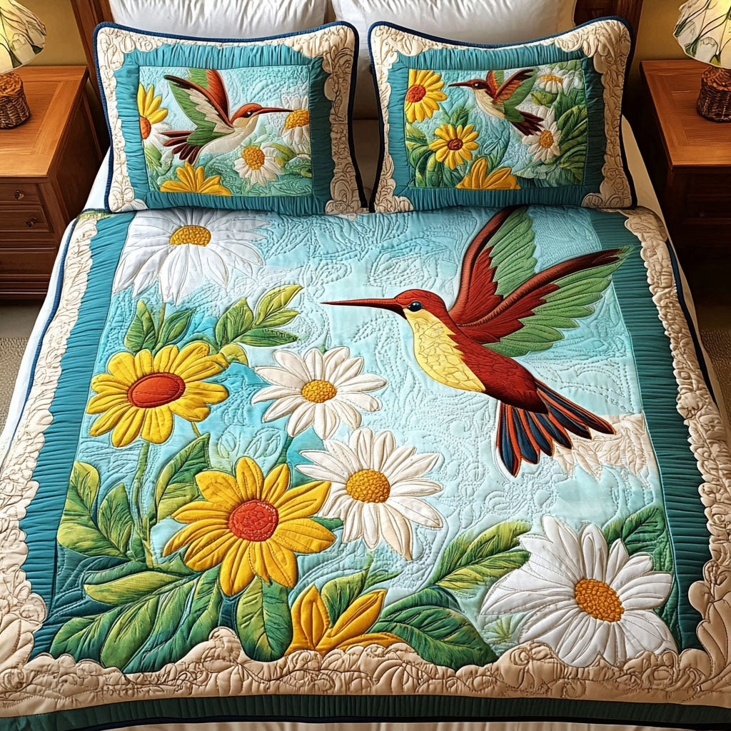 Sunflower Grace 3-Piece Quilted Bedding Set - Single (59" x 70")
