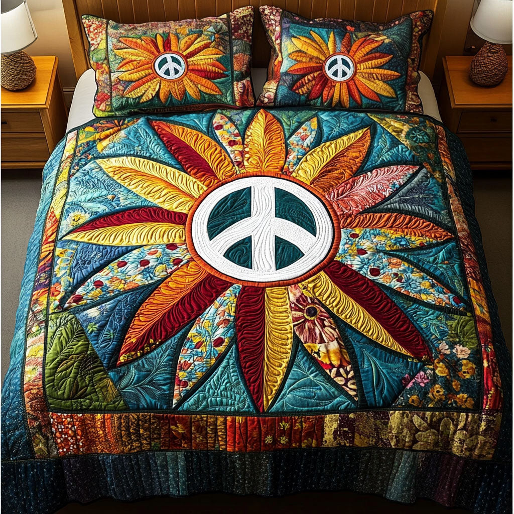 Sunflower Harmony 3-Piece Quilted Bedding Set - Single (59" x 70")