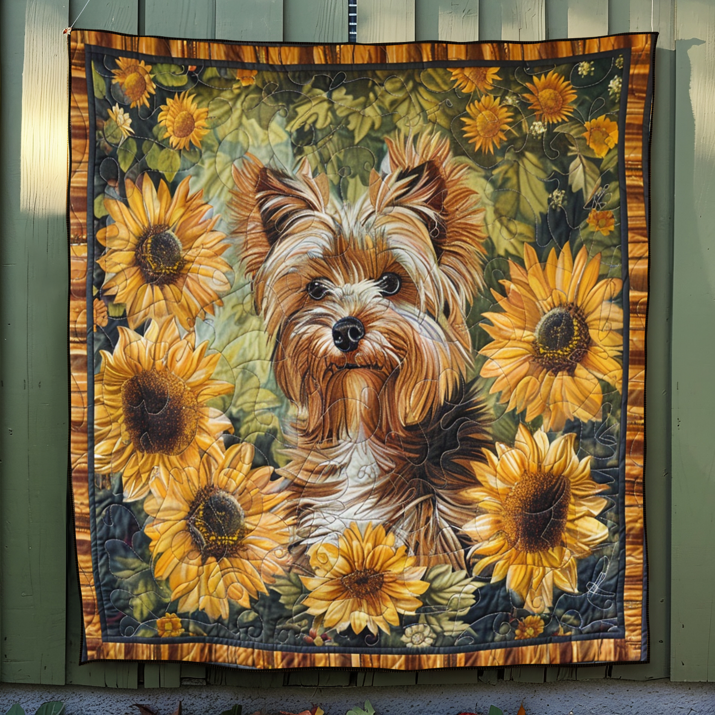 Sunflower Pup Quilted Blanket - Throw (55" x 60")