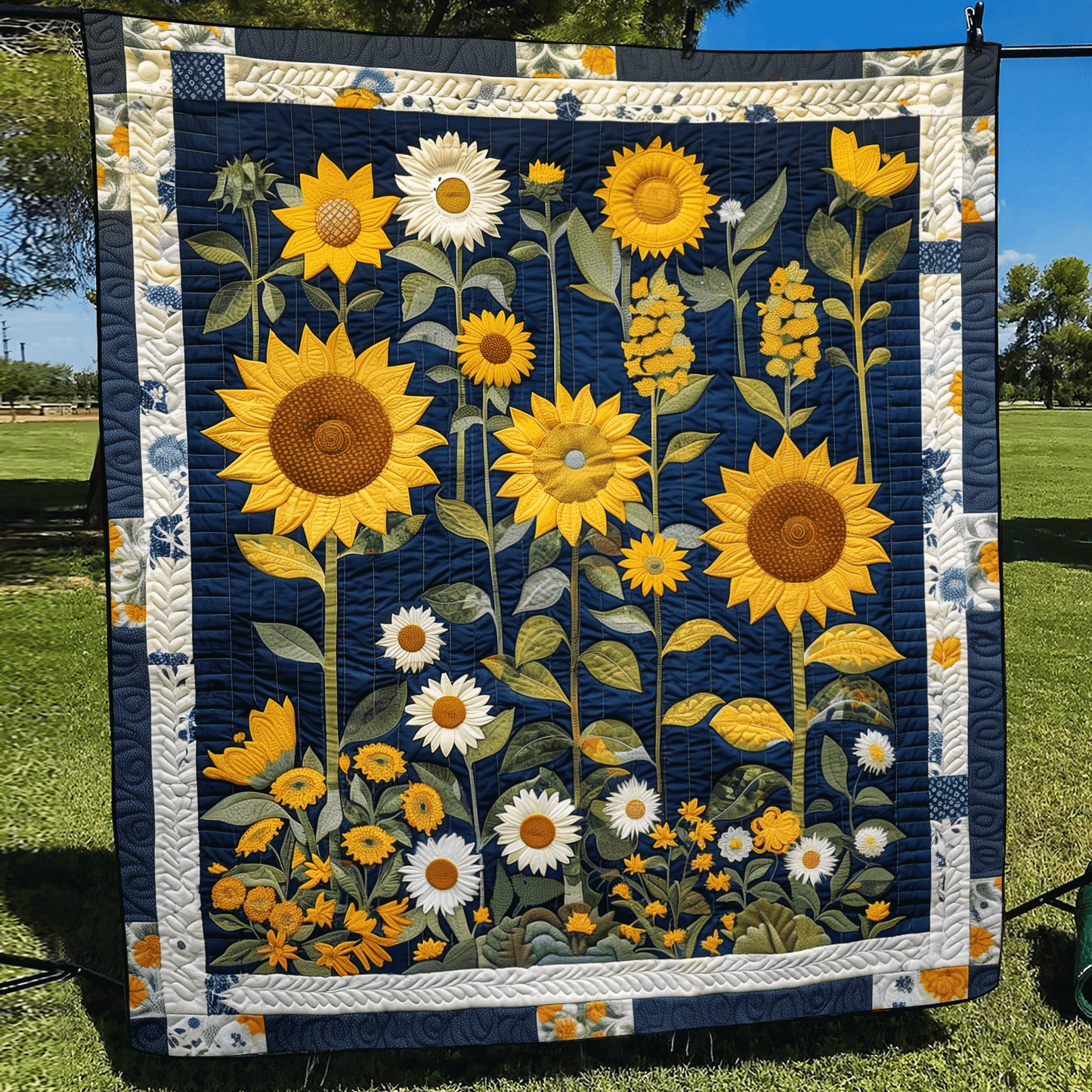 Sunflower Radiance Quilted Blanket - Throw (55" x 60")