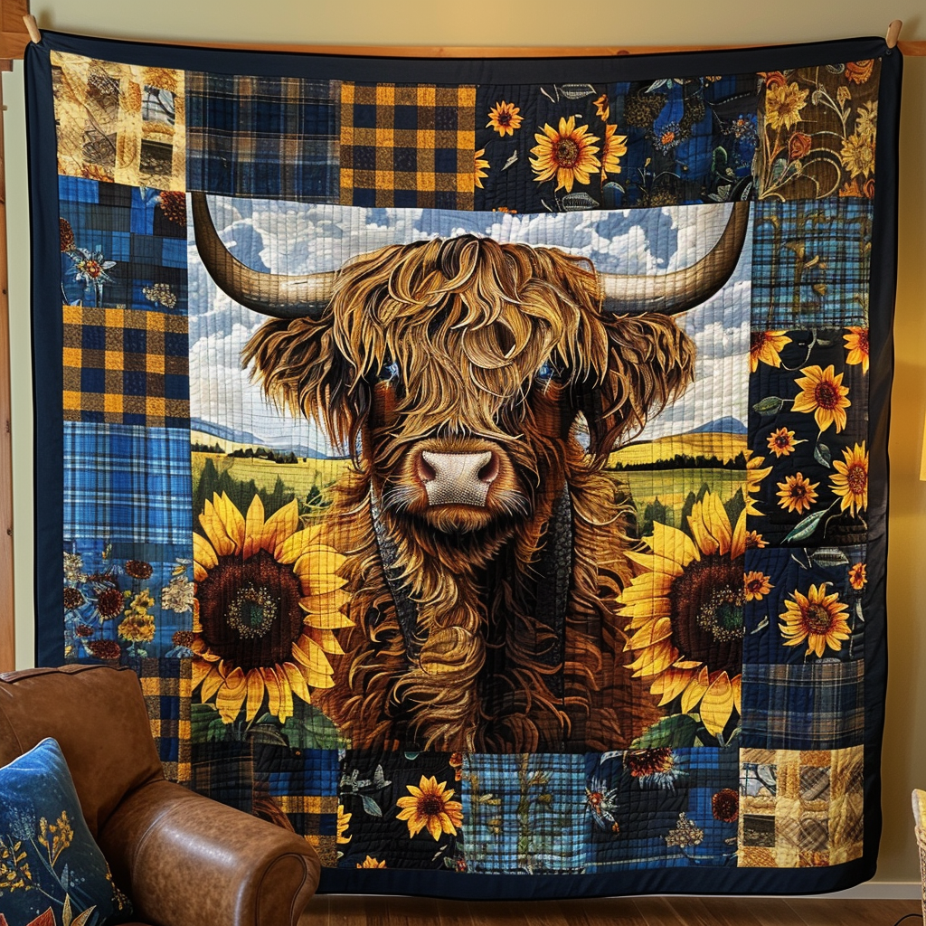 Sunflower Serenade Highland Quilted Blanket - Throw (55" x 60")