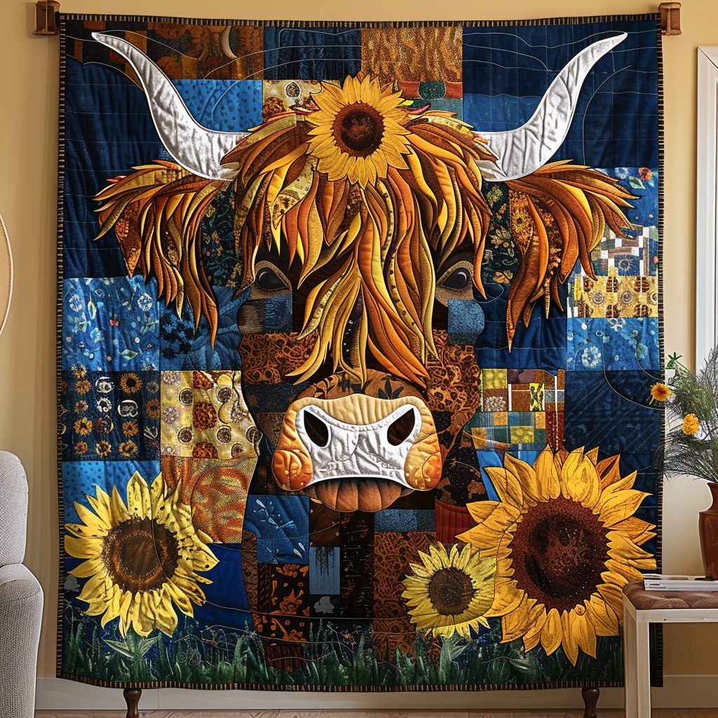 Sunflower Splendor Highland Quilted Blanket - Throw (55" x 60")