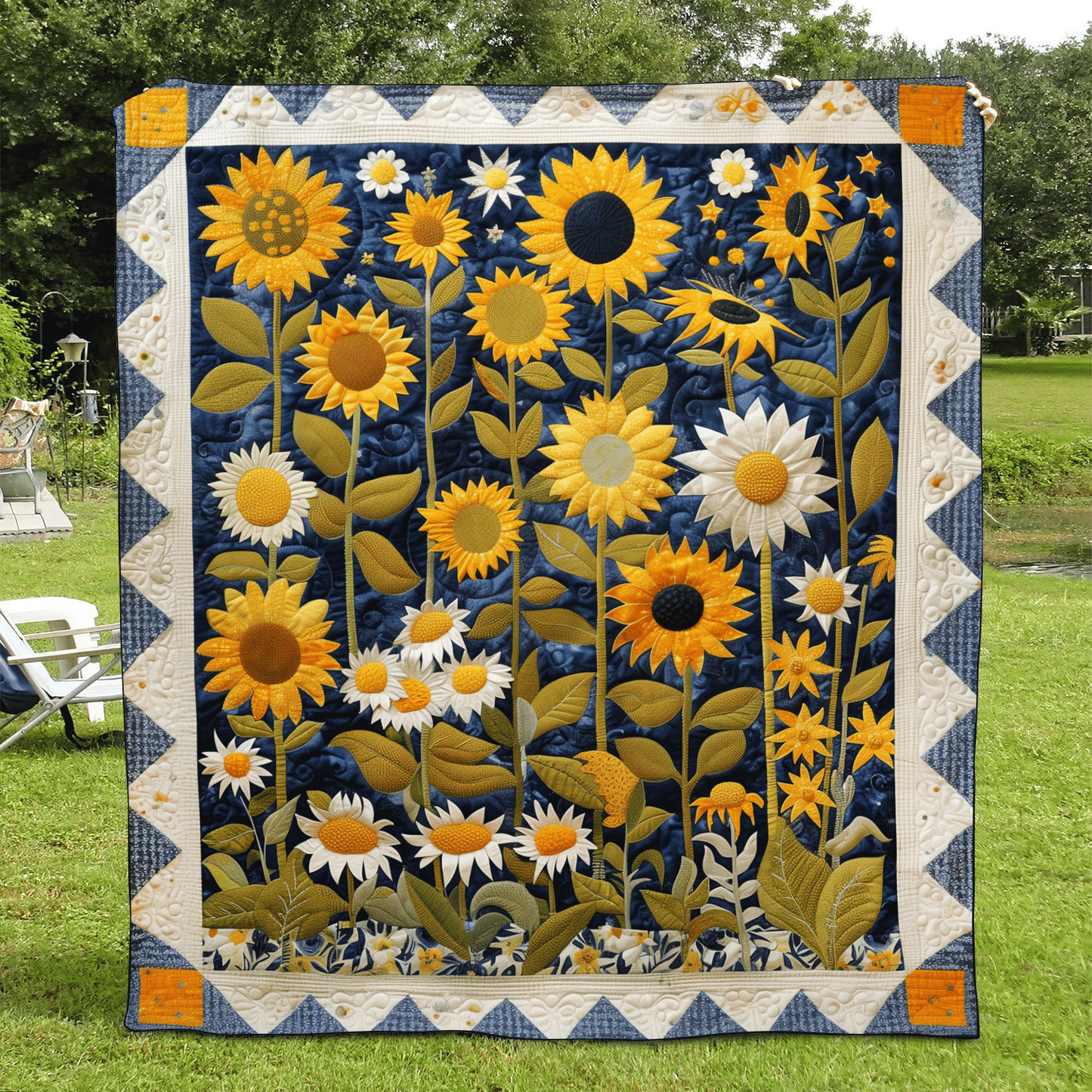 Sunflower Symphony Quilted Blanket - Throw (55" x 60")